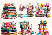 Watercolor Sewing Clipart Bundle, an Object Illustration by BusyDaydesign (Thumbnail 6 of 8)