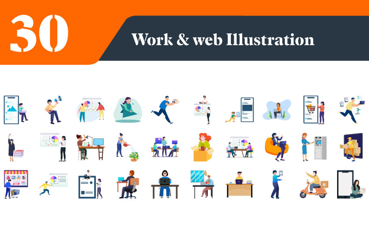 Work and Web Illustrations Bundle, a Finance Illustration by EllaMaiyaali (Photo 2 of 3)