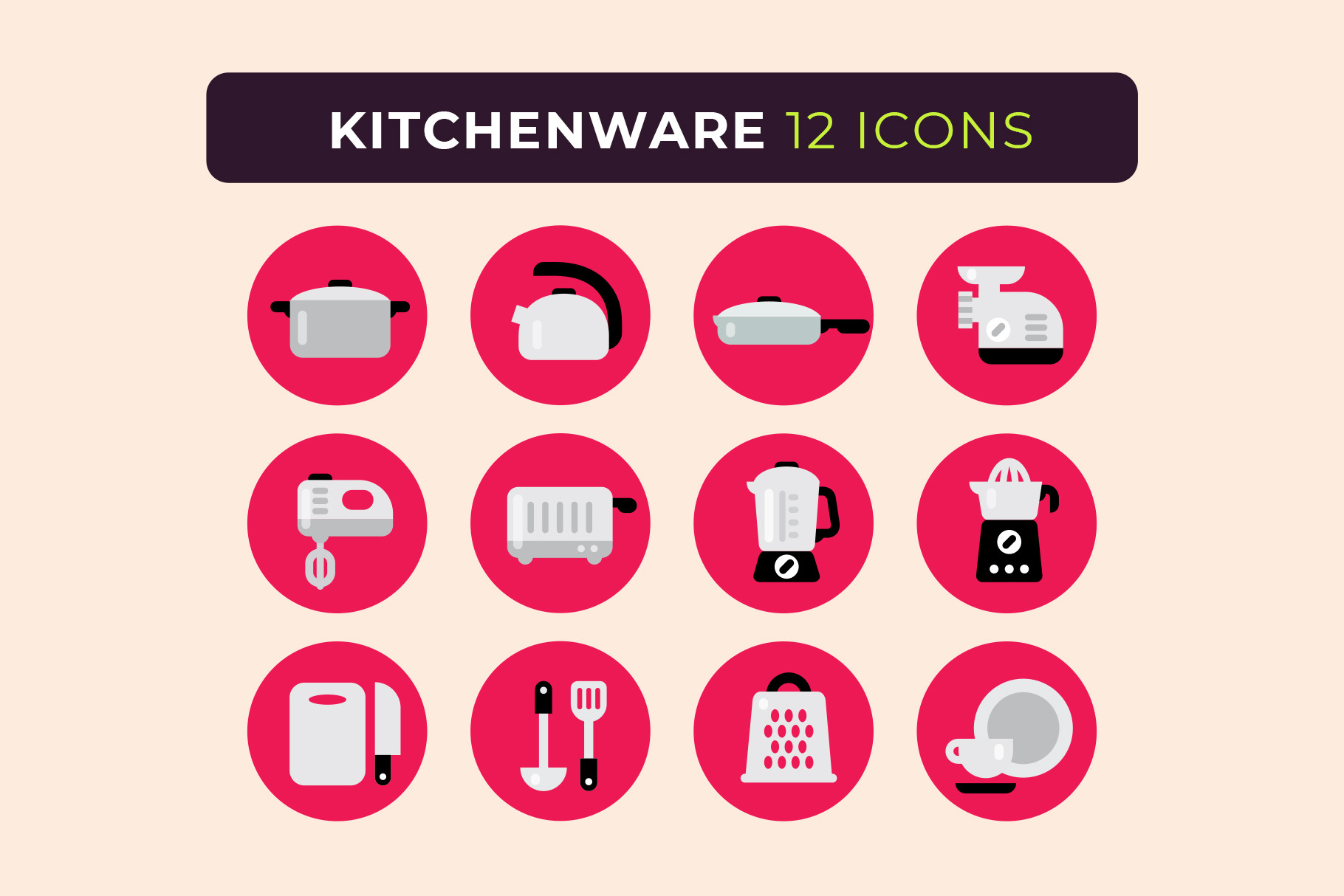 Flat Kitchen Icons, an Icon by mikylangela | Creative Market