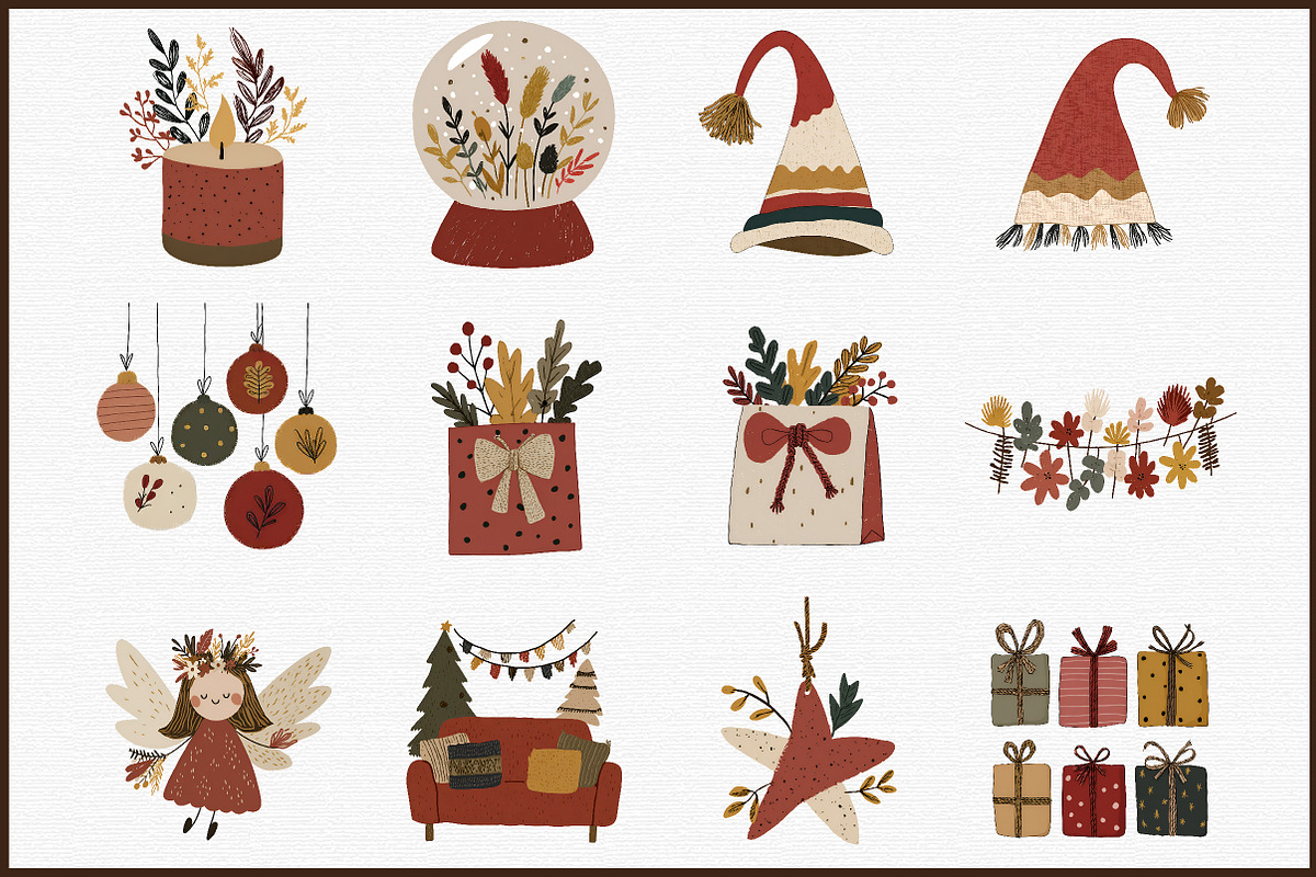 Boho Christmas Clipart Bundle, an Illustration by Sublimation Artist (Photo 3 of 6)