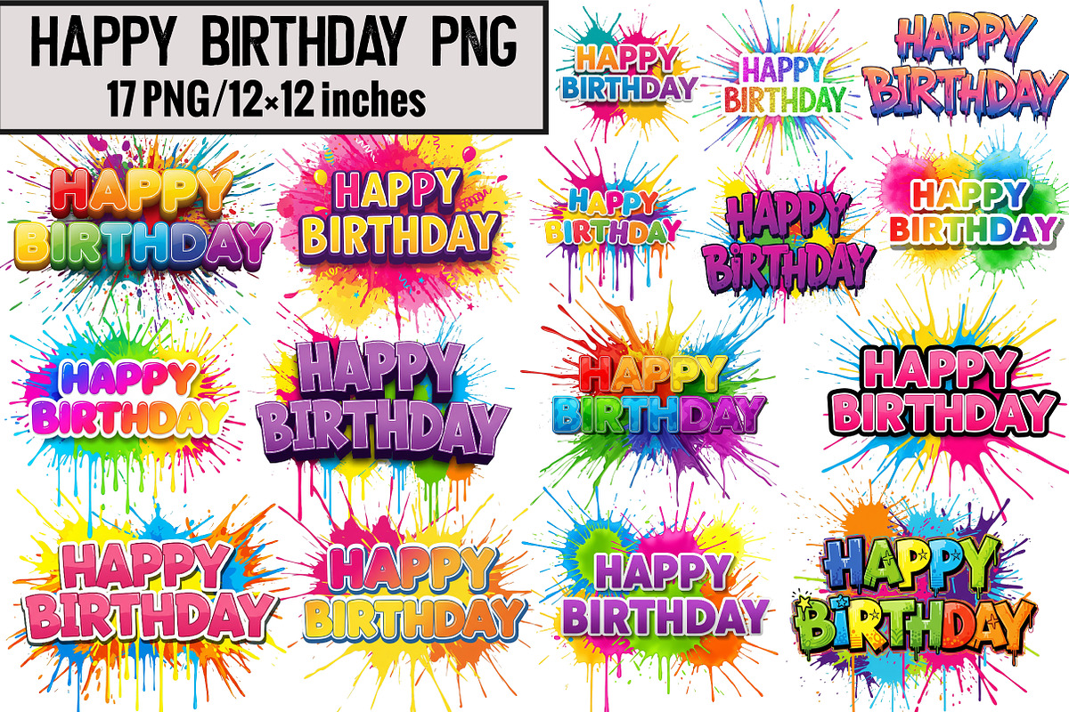 Happy Birthday Png, an Illustration by Design Market (Photo 1 of 8)