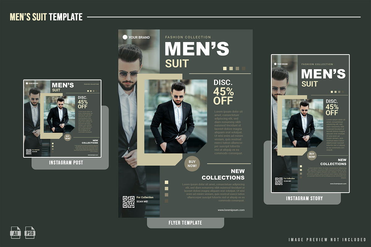 Men's Suit Fashion Flyer Design, a Print Template by NOX Labs
