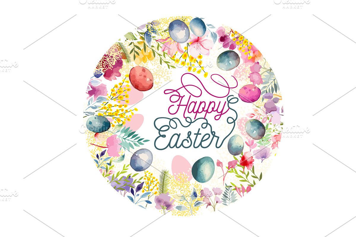 Happy Easter Round postcard. Easter, an Illustration by Nenahliadava Design
