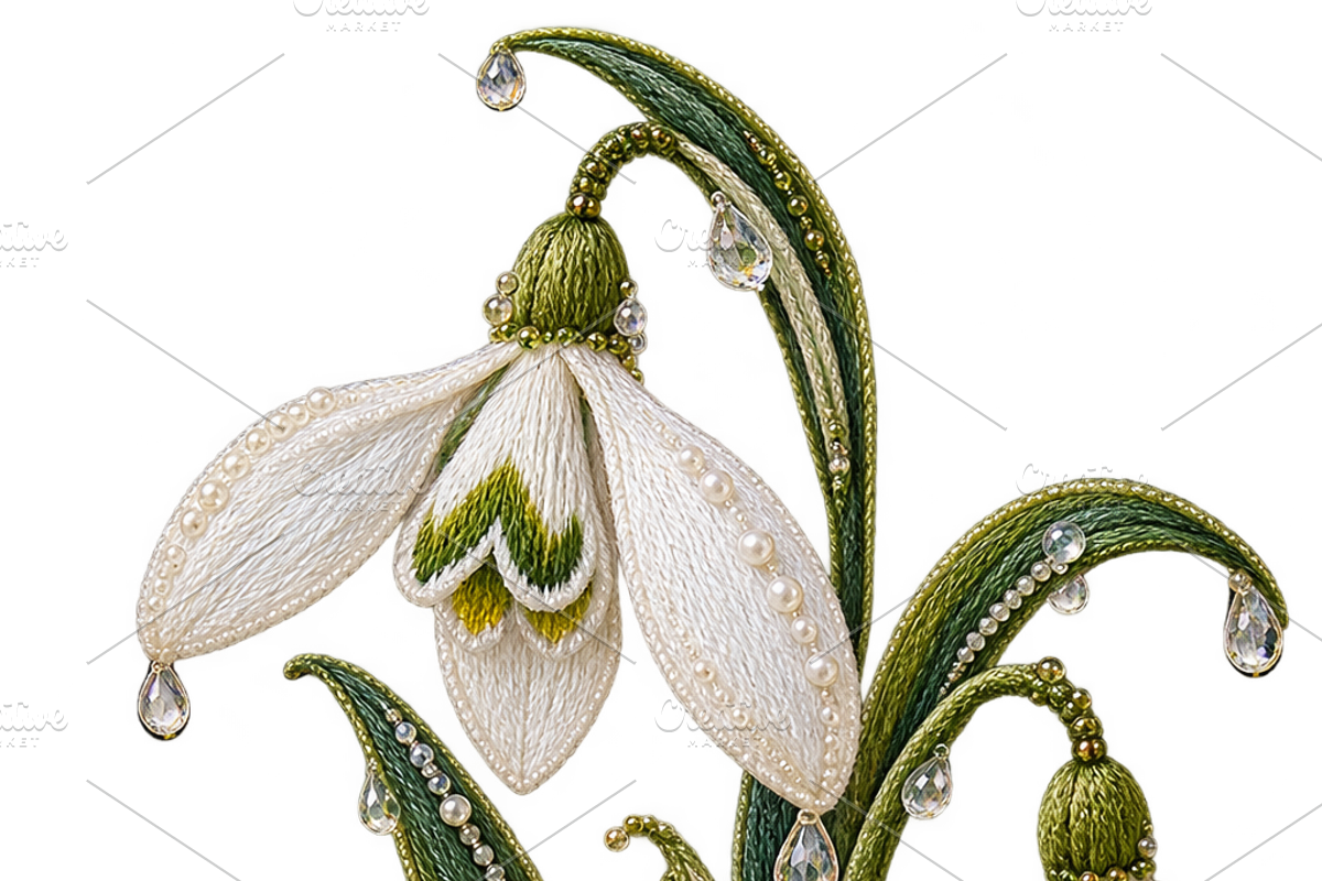 Beaded Snowdrop PNG, an Object Graphic by The Edit (Photo 1 of 3)