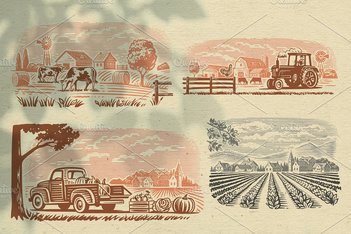 Vintage village vector. Vol2., an Animal Illustration by bioraven (Photo 9 of 18)