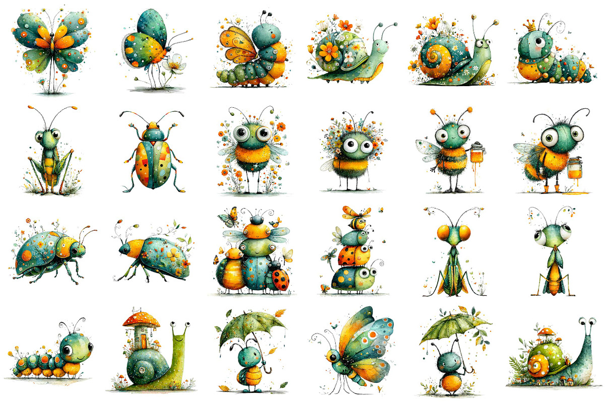 Whimsical Insects Clipart Bundle, an Illustration by DreamPrint404 (Photo 2 of 4)