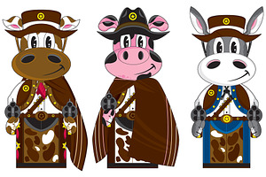 Cartoon Animal Cowboy Sheriffs