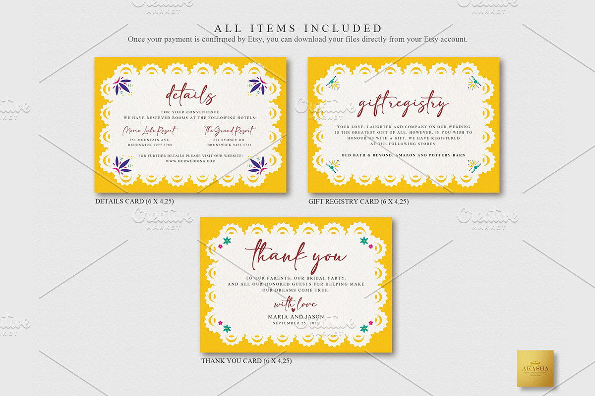 Mexican Wedding Bundle | CANVA, a Stationery Template by Creative Market (Photo 3 of 8)