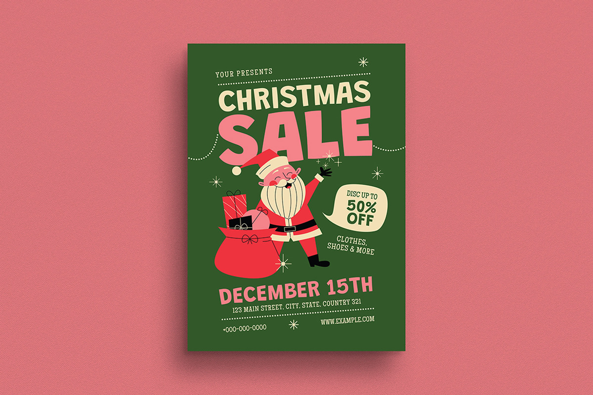 Modern Retro Christmas Sale Flyer, a Flyer Template by VectorVactory (Photo 1 of 3)
