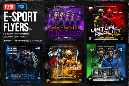 5 Esports Flyer Template, a Flyer Template by Onarch Graphic