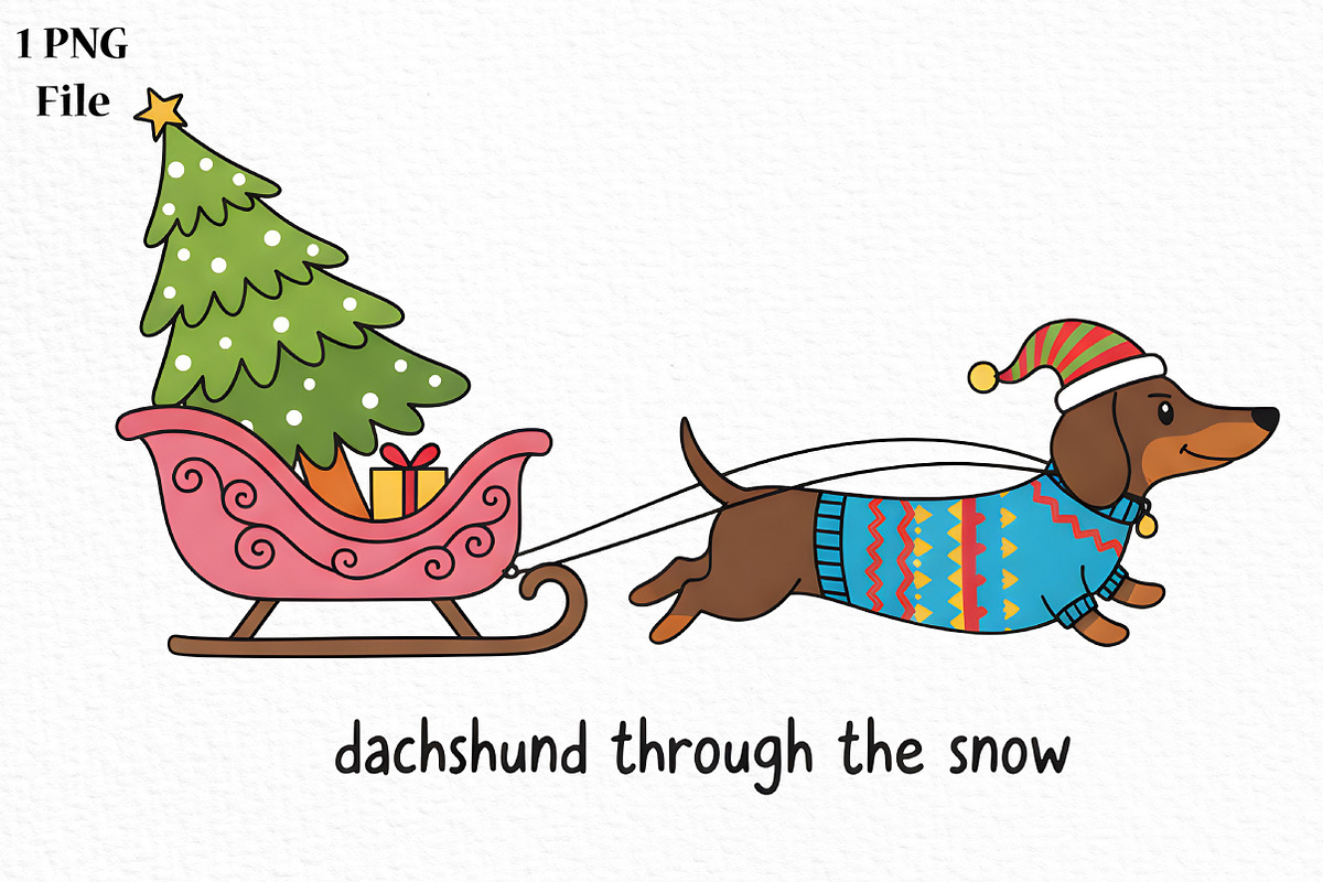 Christmas Dog Colorful Hand-Drawn, an Illustration by Canvas Craft (Photo 1 of 5)