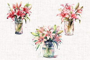 Tiger Lily In A Vase Clipart