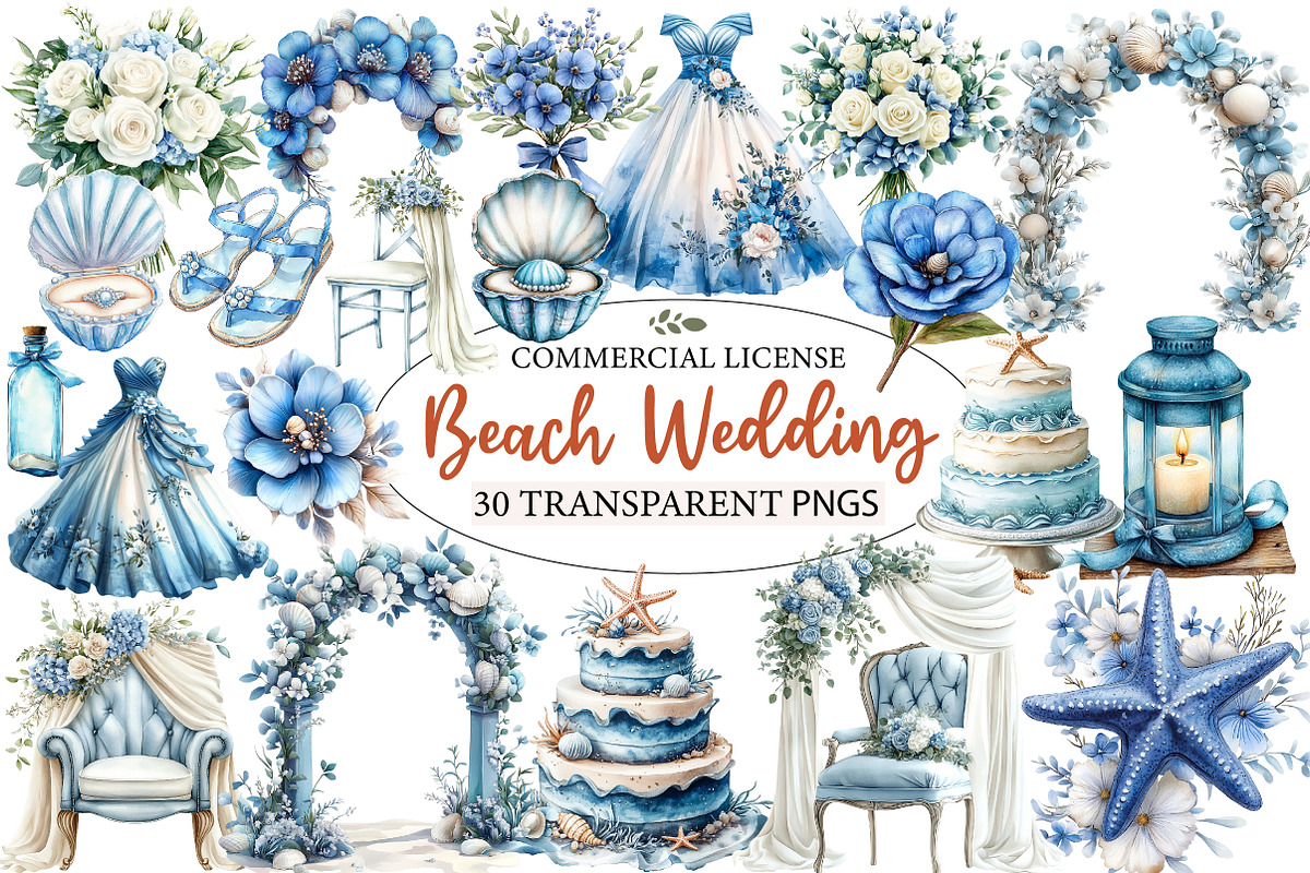 Beach Wedding Set Clipart, an Illustration by Designworld (Photo 1 of 7)
