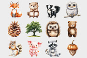Cute Woodland Animal Clipart, a Seasonal Illustration by Design Market (Thumbnail 2 of 5)