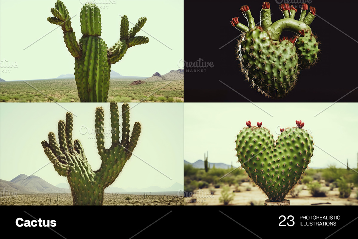 Cactus. 23 images, a Nature Photo by Handmadefont (Photo 6 of 9)