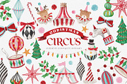 Watercolor Clipart-CHRISTMAS CIRCUS, a Decorative Illustration by Beigetime (Thumbnail 1 of 12)