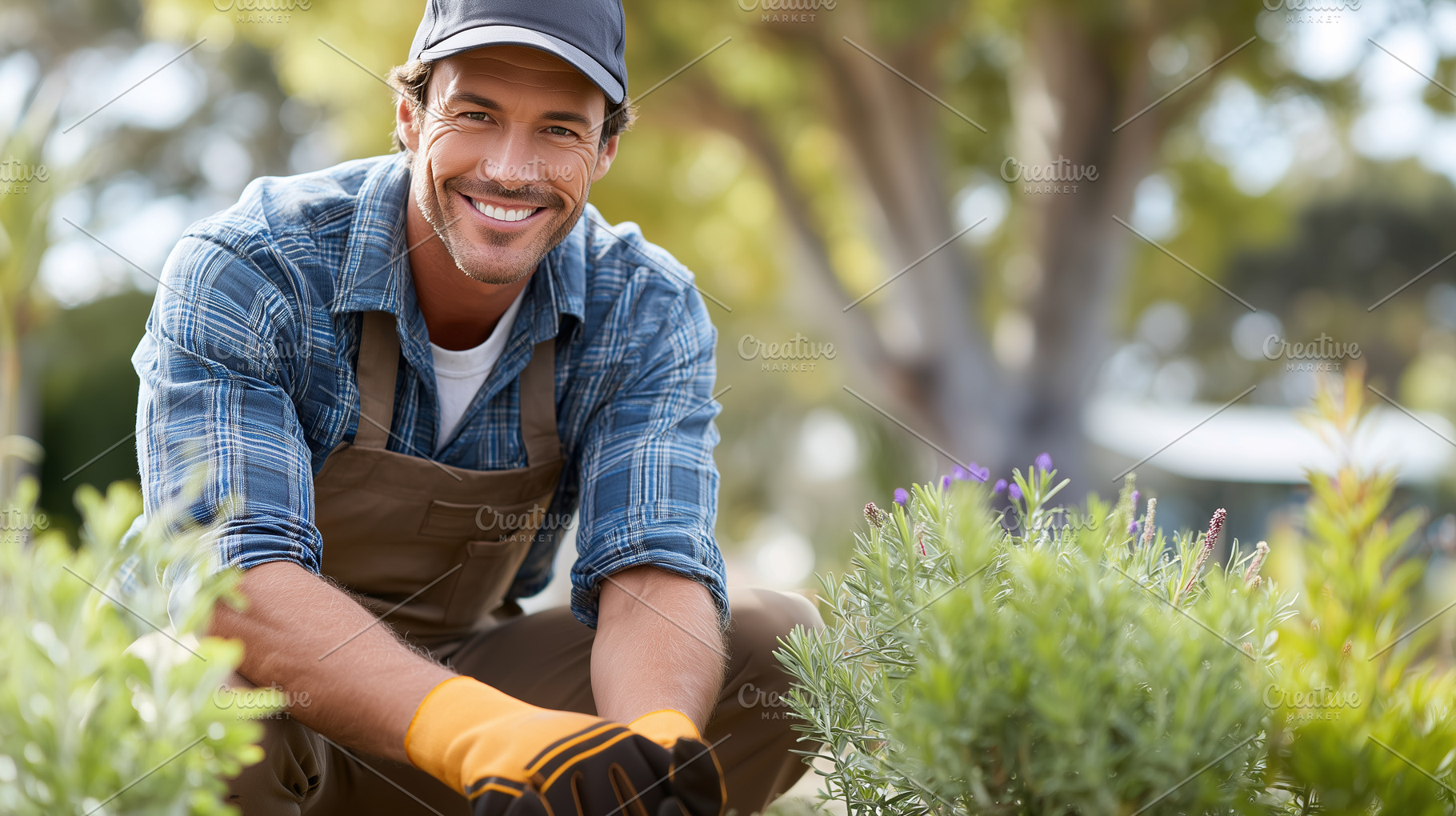 Smiling young man in apron and glove, a Person Photo by MistyDay