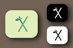Green X Letter Logo with Leaf, a Branding & Logo Template by Salman Shop