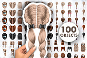 Hair clipart, Hair for little girls, an Illustration by Elenbushe (Thumbnail 1 of 9)