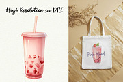 Bubble Tea Watercolor Clipart, a Food Illustration by Anna Design Studio (Thumbnail 7 of 11)