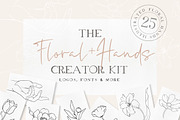 Floral + Hands Creator Kit, a Script Font by Digital Hustler (Thumbnail 1 of 13)