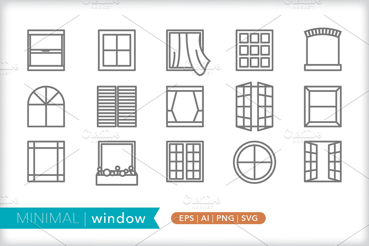 Buildings 4-pack icon bundle, an Outline Icon by Picture Window (Photo 5 of 6)