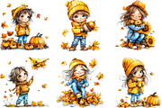 Enjoy Autumn Fall Kids Clipart, a Person Illustration by Designking (Thumbnail 3 of 5)