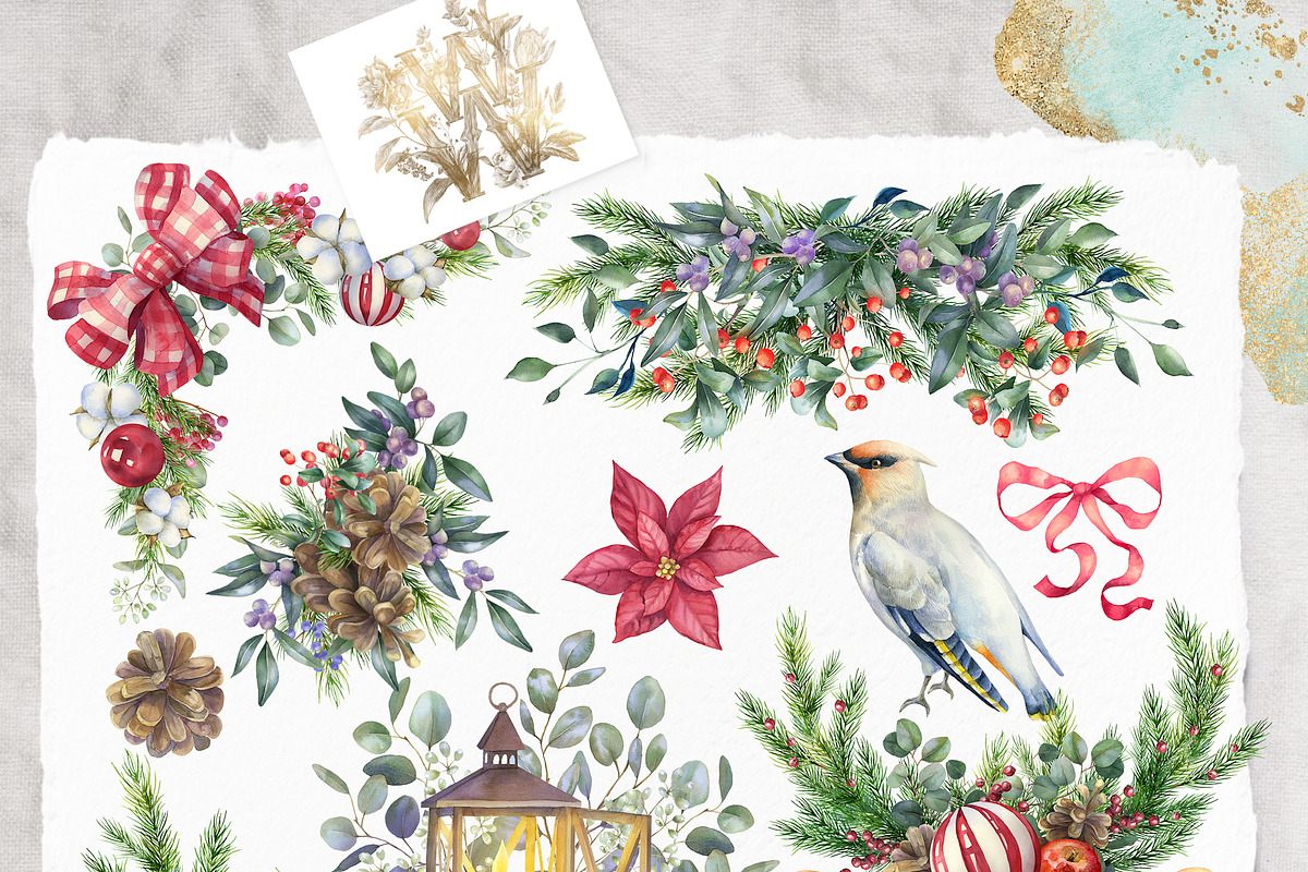 Watercolor Christmas collection, a Decorative Illustration by WonderWonder (Photo 4 of 19)