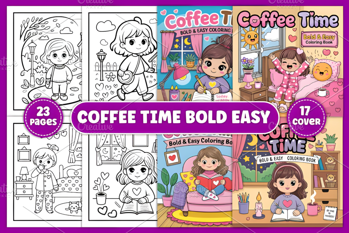Coffee Time Bold & Easy Coloring, a Decorative Illustration by Design Station (Photo 1 of 4)