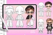 Chibi Procreate Outfit Pose brushes, a Brush Add-On by Revabrush (Thumbnail 16 of 18)
