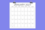 2027 Square Calendar Template, a Stationery Template by Running With Foxes (Thumbnail 1 of 5)