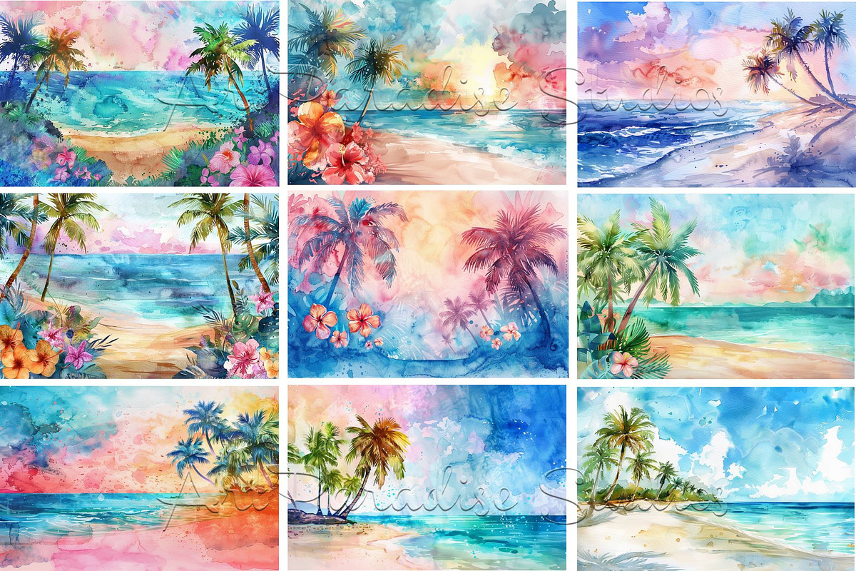 36 Tropical Scenic Landscape Images, a Decorative Illustration by Art Paradise Studios (Photo 2 of 6)