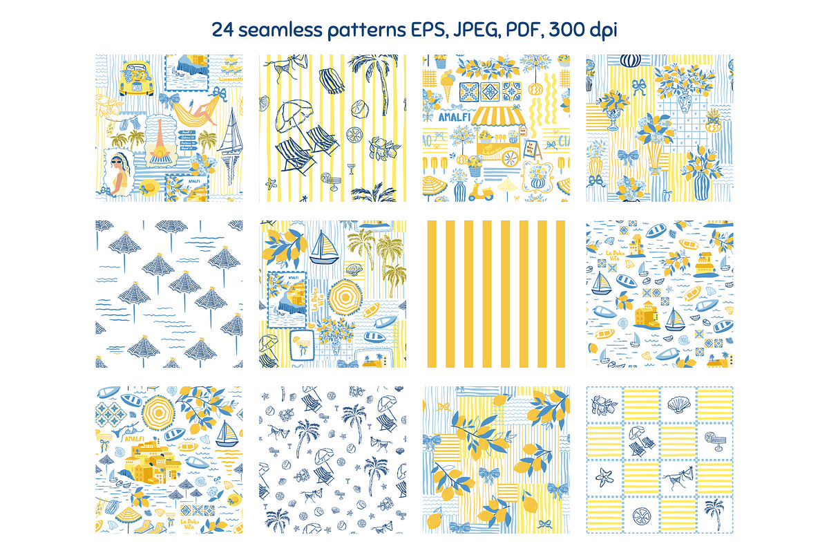 Limoncello - summer Amalfi patterns, a Pattern Graphic by Tani Kuzminka (Photo 3 of 24)