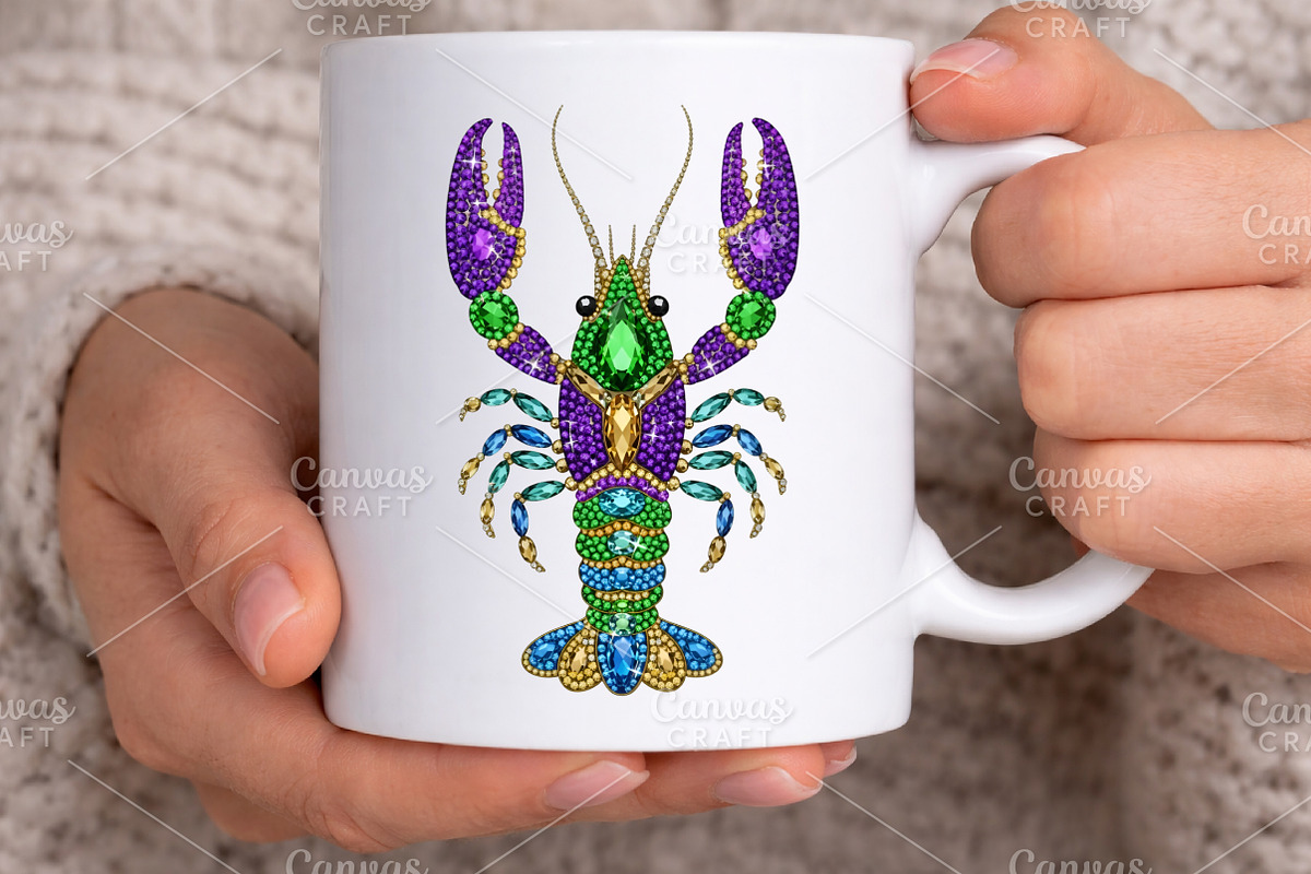 Rhinestone Mardi Gras Crawfish PNG, an Illustration by Canvas Craft (Photo 6 of 6)