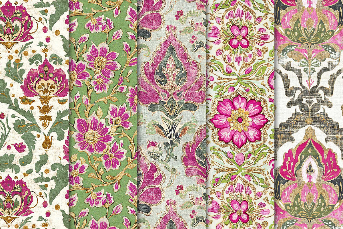 Intricate Indian Floral Patterns, a Pattern Graphic by Maishop (Photo 3 of 4)