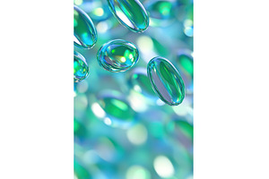 Shiny blue and green capsules, an Abstract Photo by Lermont51