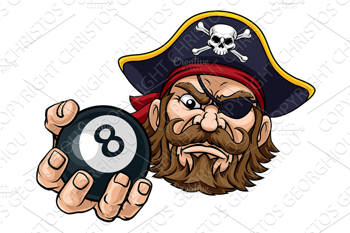 Pirate Angry Pool 8 Ball Billiards, a Sport Illustration by Christos Georghiou