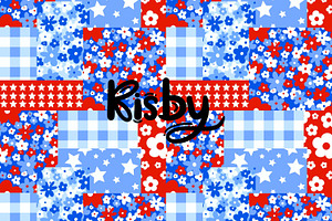 Patriotic Floral Patchwork Seamless, a Pattern Graphic by KisbyArt