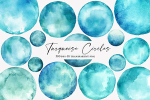 Turquoise Watercolor Circles, an Illustration by Designworld