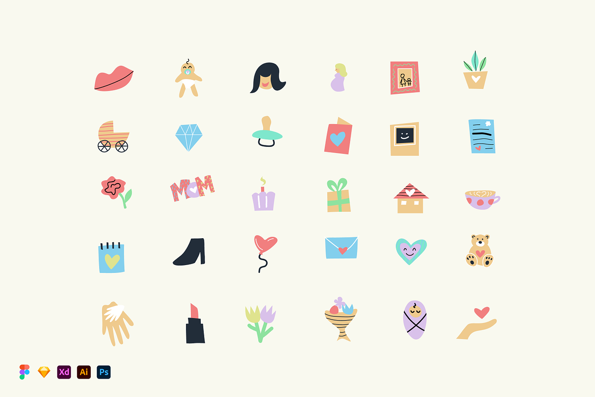 Mother's Day - Creative Icon Pack, a Seasonal Illustration by Petr Bilek (Photo 2 of 2)