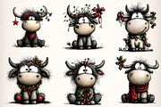 Christmas Highland Cow Clipart, an Illustration by Dream Creation (Thumbnail 2 of 7)