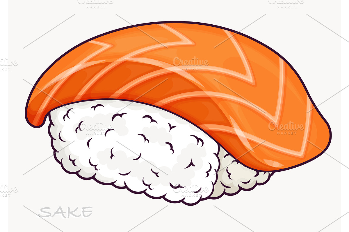 Vector illustration of sake sushi, a Food Illustration by Yayasya
