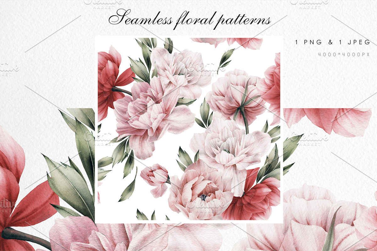 Watercolor Floral Bundle, a Texture Illustration by ollalya (Photo 52 of 112)