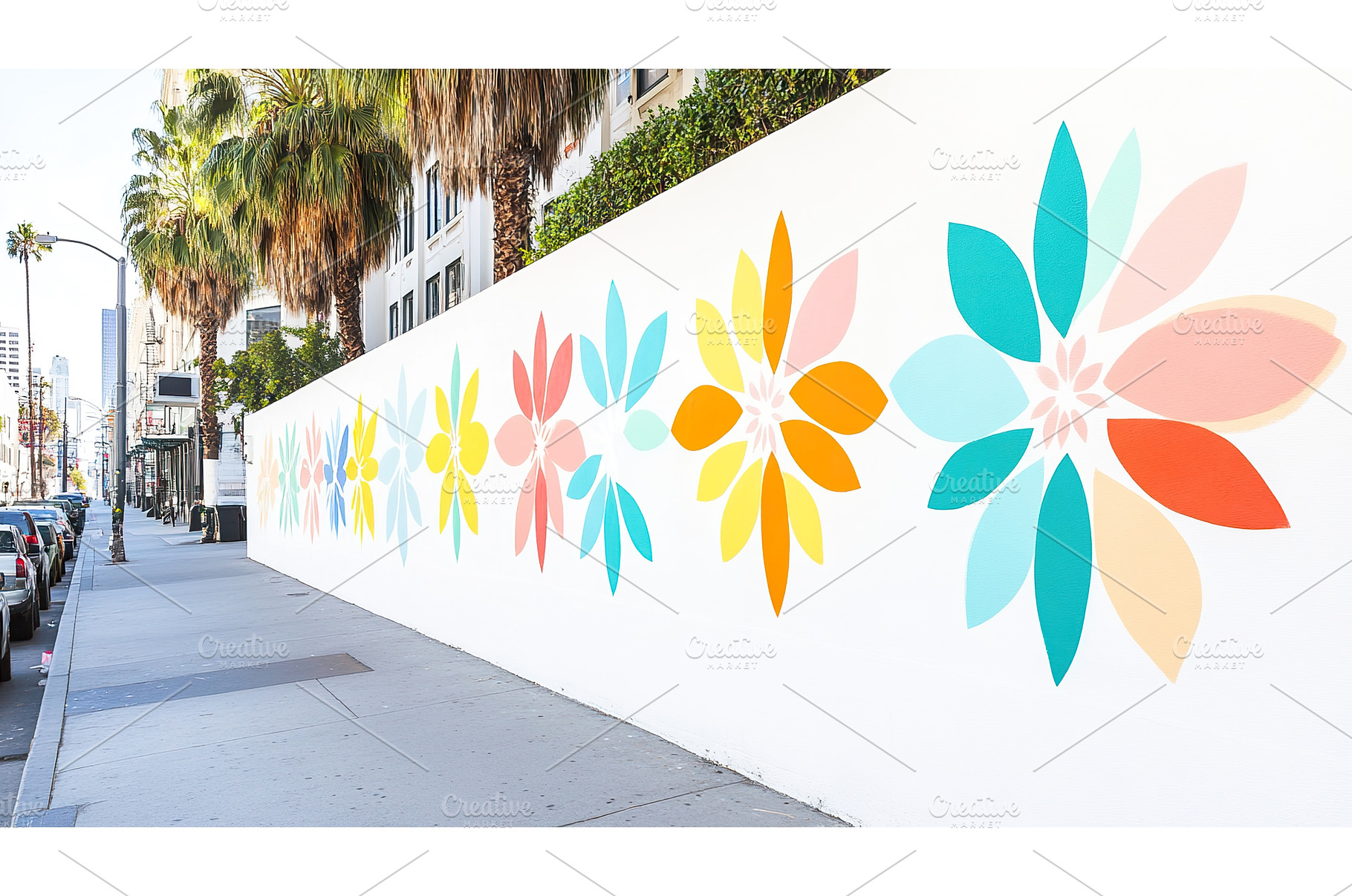 Colorful Floral Mural on City, an Architecture Photo by Lermont51