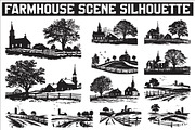 Farmhouse scene silhouette vector, an Icon by Amazin_art (Thumbnail 1 of 13)