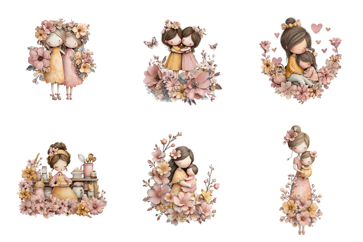 whimsical mothers day clipart, an Animal Illustration by GatewayDesign (Photo 2 of 7)