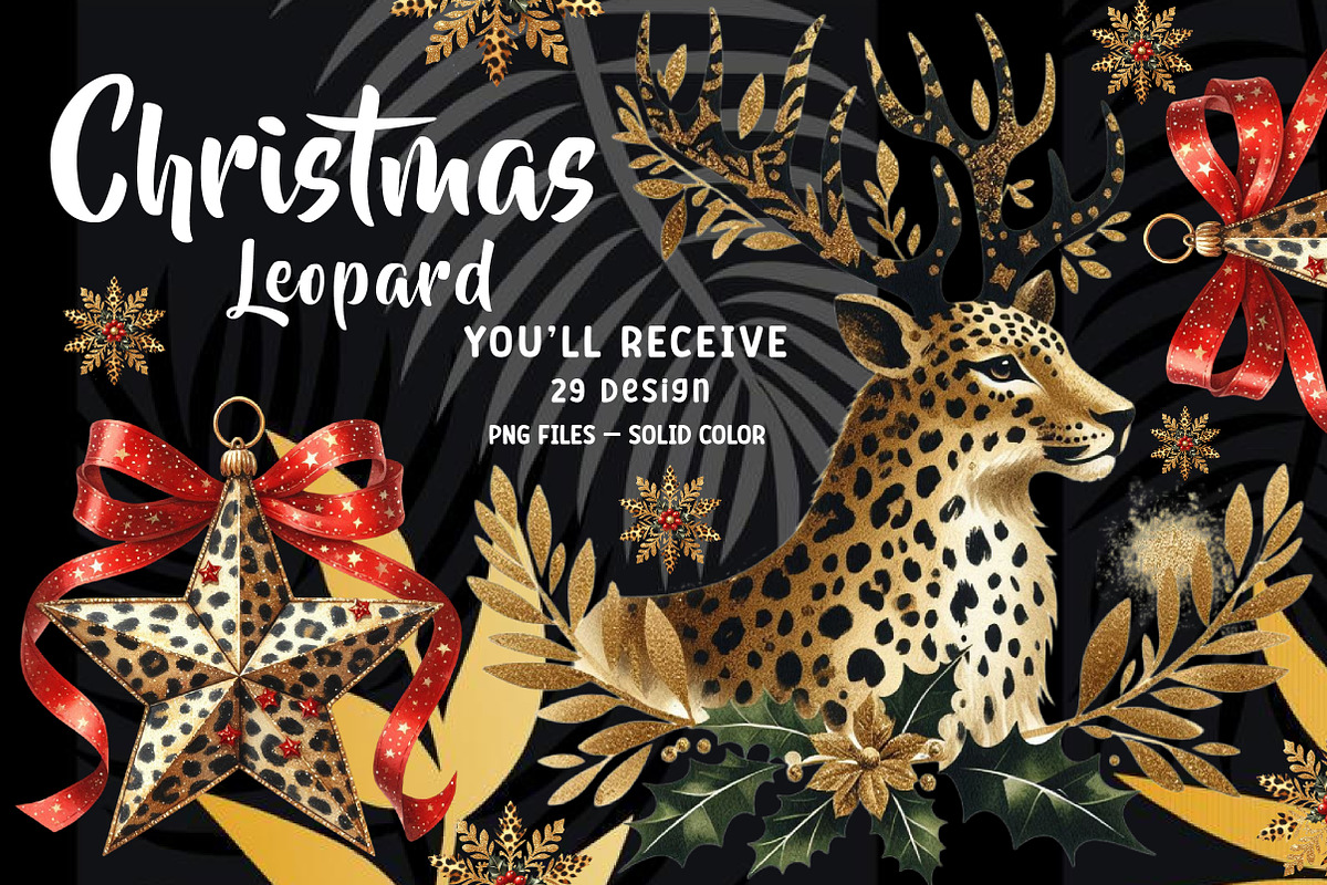 Glitter Leopard Christmas Sublimatio, an Illustration by CreationArt (Photo 1 of 6)