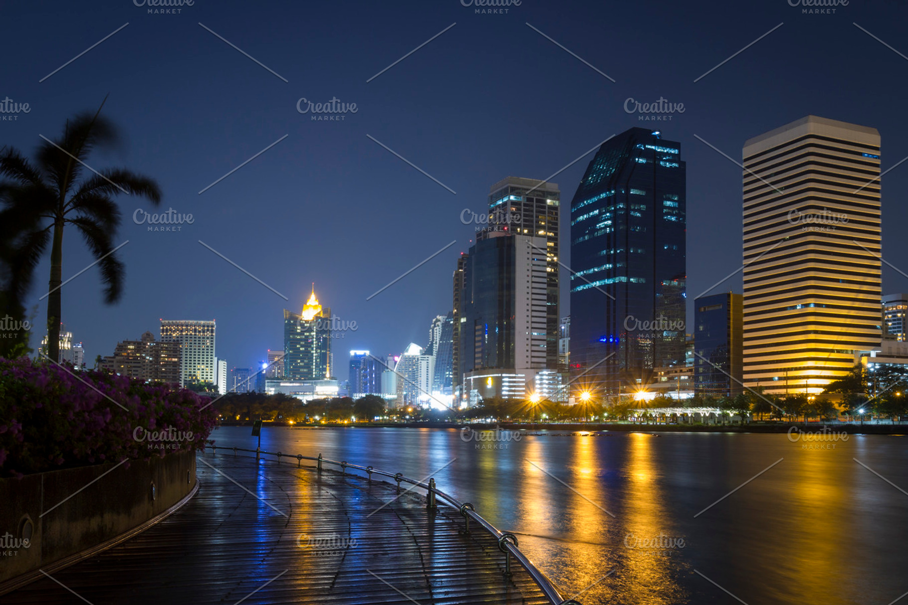 Bangkok city at night, an Architecture Photo by Vector beauty