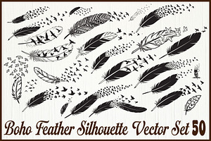 Boho Feather Silhouette Vector, an Object Graphic by jahid234