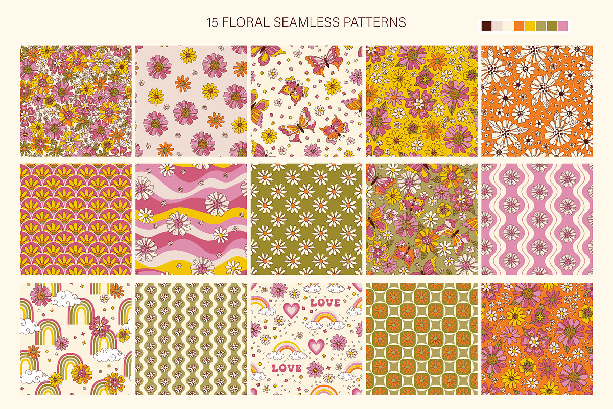 Retro vibes - pattern collection., a Pattern Graphic by rosypatterns (Photo 2 of 7)